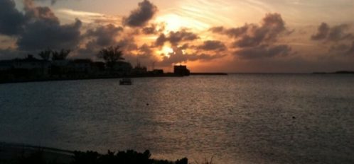 sunset over the island in the Eleuthera